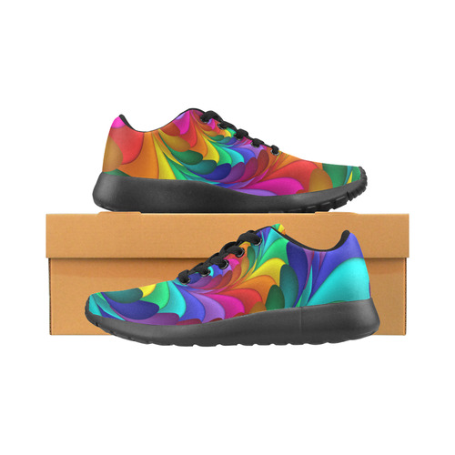 Psychedelic Rainbow Spiral Men's Running Shoes/Large Size (Model 020)