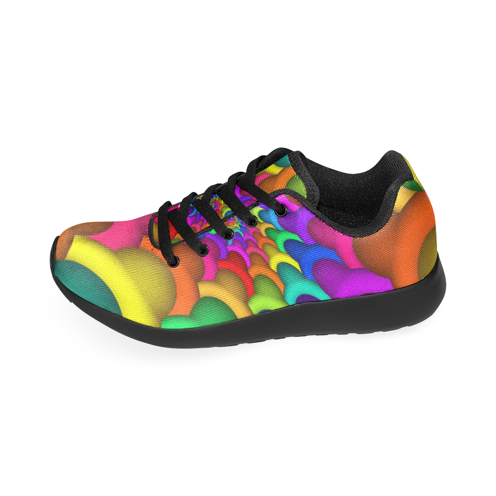 Psychedelic Rainbow Spiral Men's Running Shoes/Large Size (Model 020)