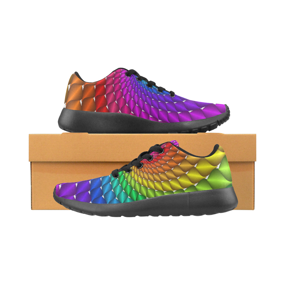 Psychedelic Rainbow Spiral Men's Running Shoes/Large Size (Model 020)