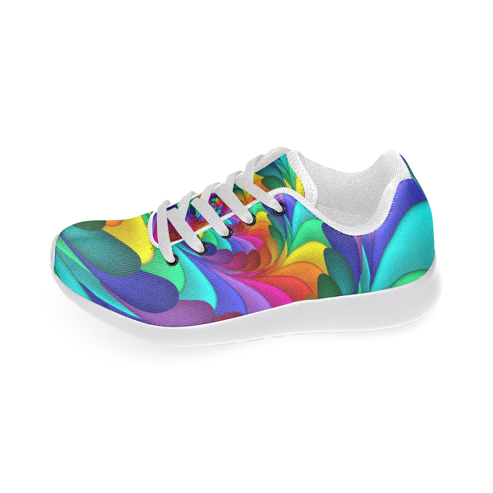 Psychedelic Rainbow Spiral Women's Running Shoes/Large Size (Model 020)