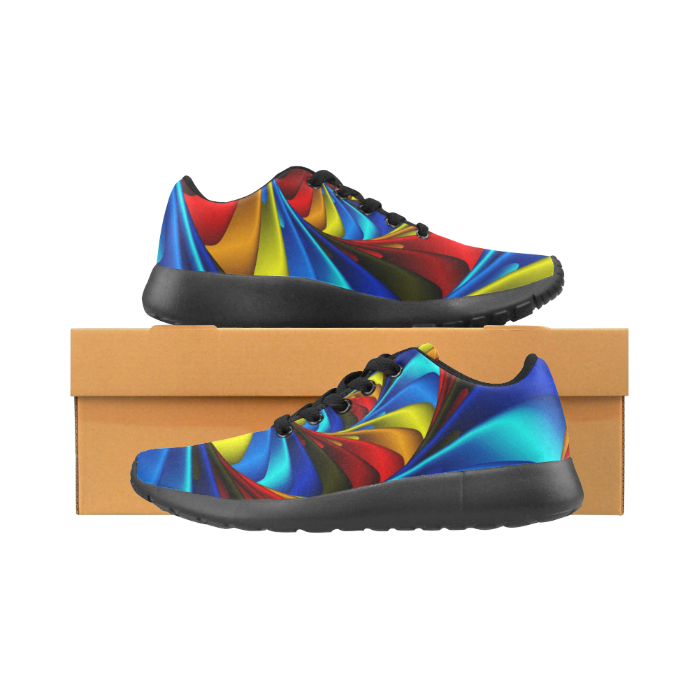 Psychedelic Rainbow Spiral Men's Running Shoes/Large Size (Model 020)