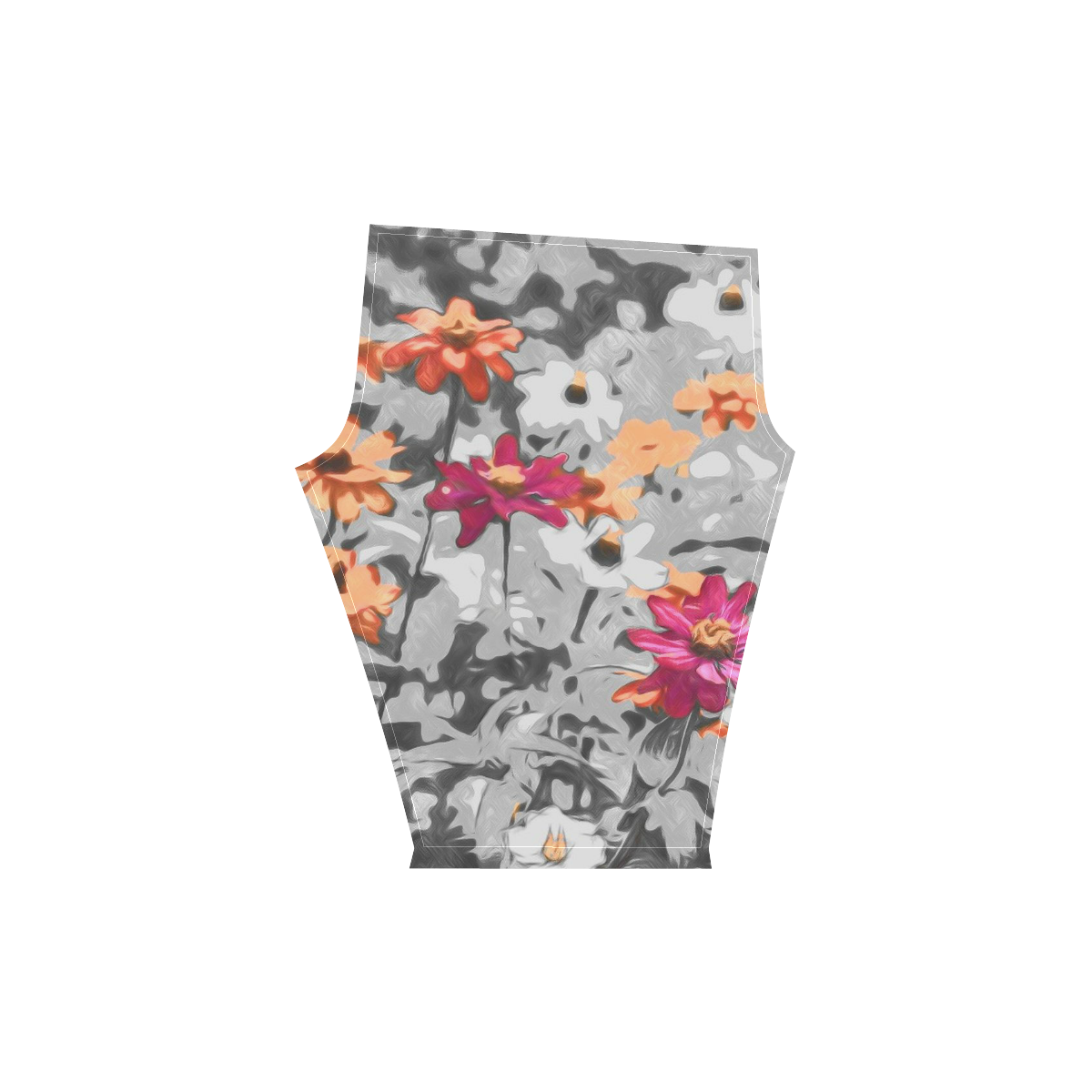 Flowers, black,white and splashA by JamColors Women's Low Rise Capri Leggings (Invisible Stitch) (Model L08)