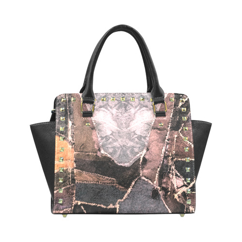 patchwork pattern Rivet Shoulder Handbag (Model 1645)