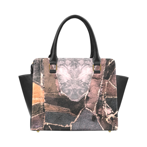 patchwork pattern Rivet Shoulder Handbag (Model 1645)