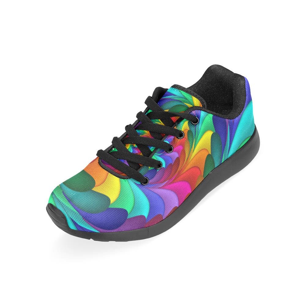 Psychedelic Rainbow Spiral Men's Running Shoes/Large Size (Model 020)