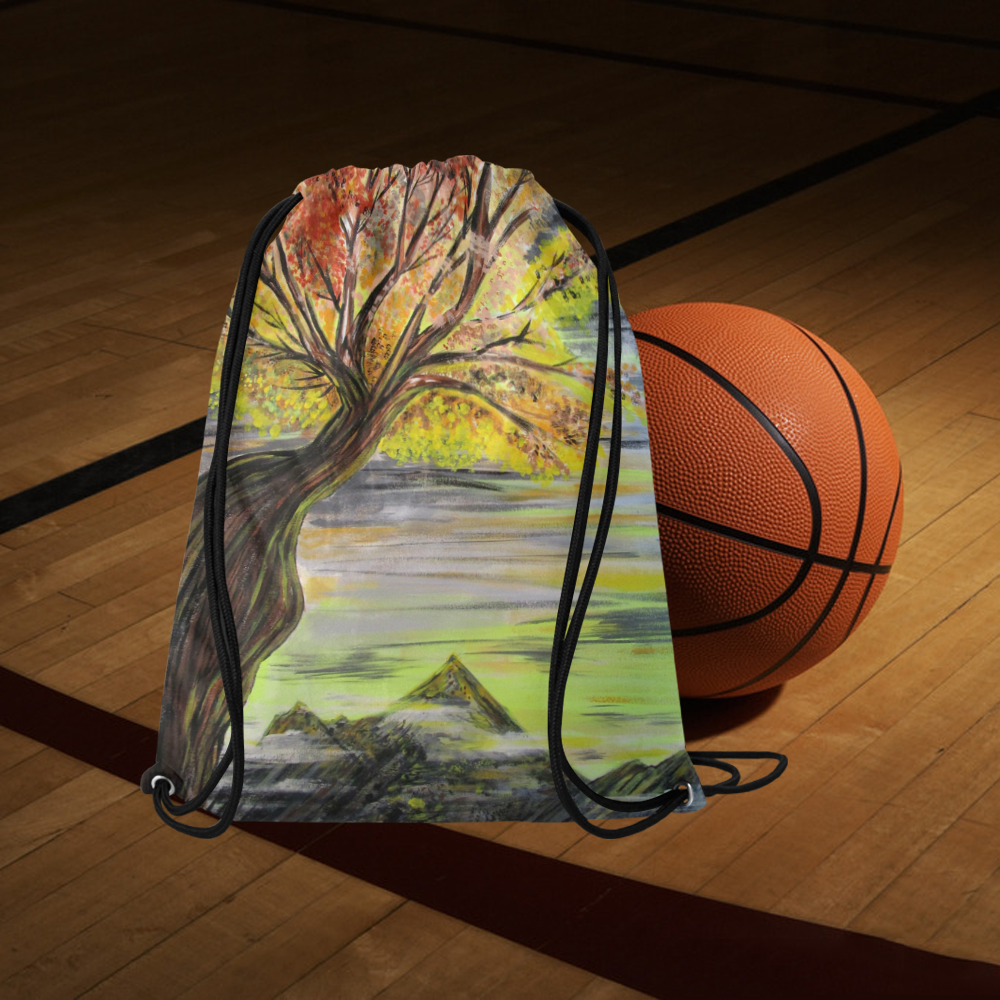 Overlooking Tree Large Drawstring Bag Model 1604 (Twin Sides)  16.5"(W) * 19.3"(H)