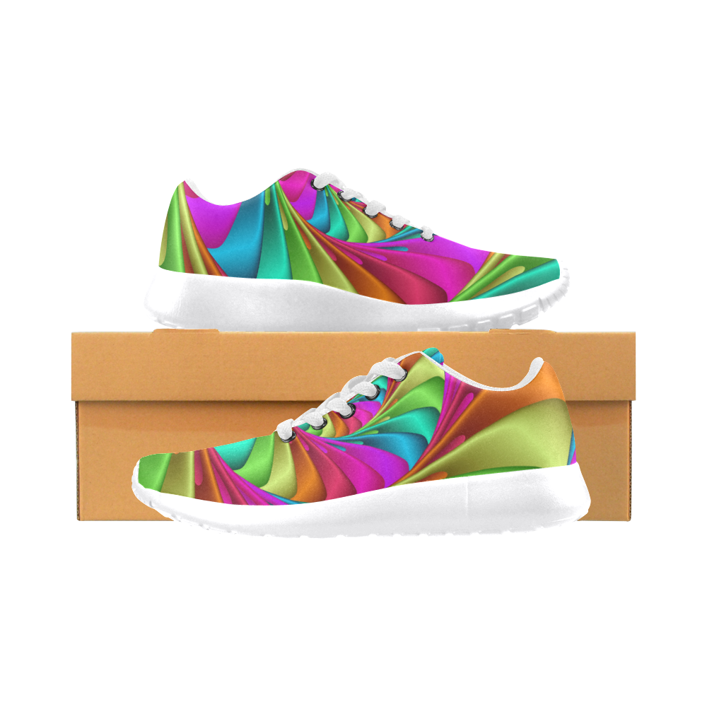 Psychedelic Rainbow Spiral Women's Running Shoes/Large Size (Model 020)