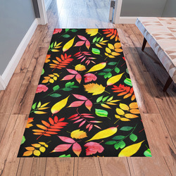 Red Green Yellow Autumn Leaves Floral Area Rug 7'x3'3''