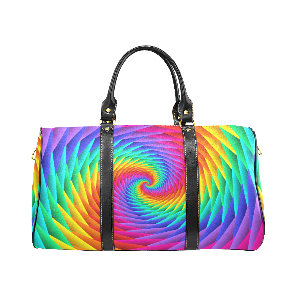 Psychedelic Rainbow Spiral New Waterproof Travel Bag/Large (Model 1639)