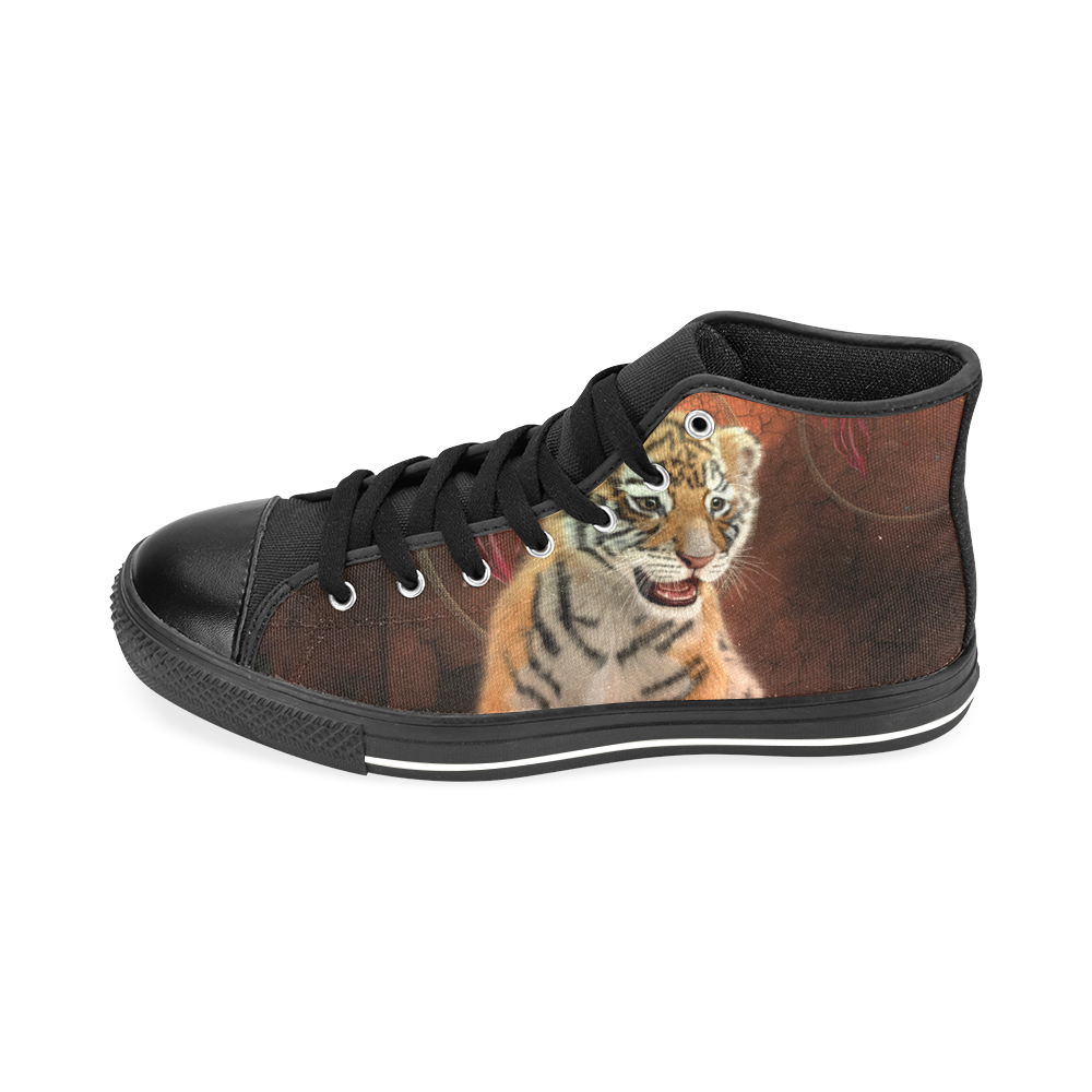 Cute little tiger Men’s Classic High Top Canvas Shoes /Large Size (Model 017)