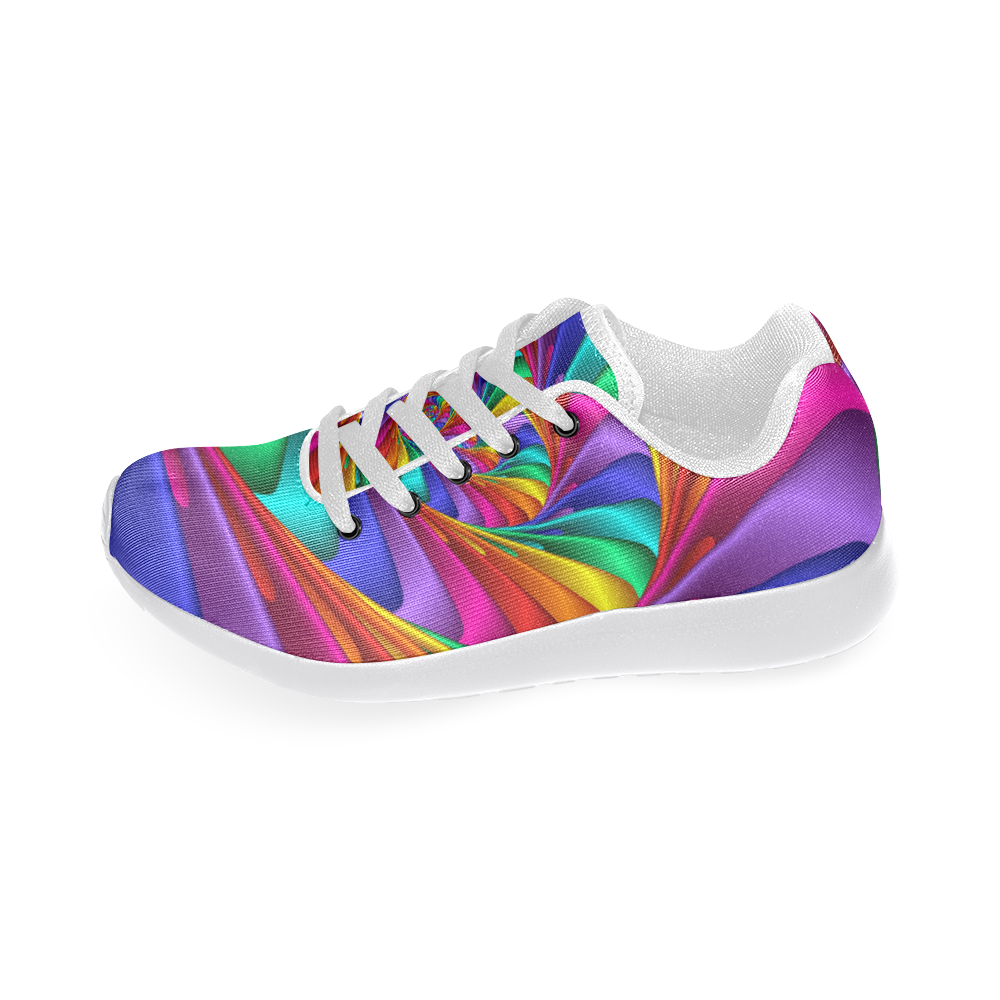 Psychedelic Rainbow Spiral Women's Running Shoes/Large Size (Model 020)