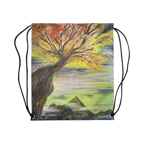 Overlooking Tree Large Drawstring Bag Model 1604 (Twin Sides)  16.5"(W) * 19.3"(H)