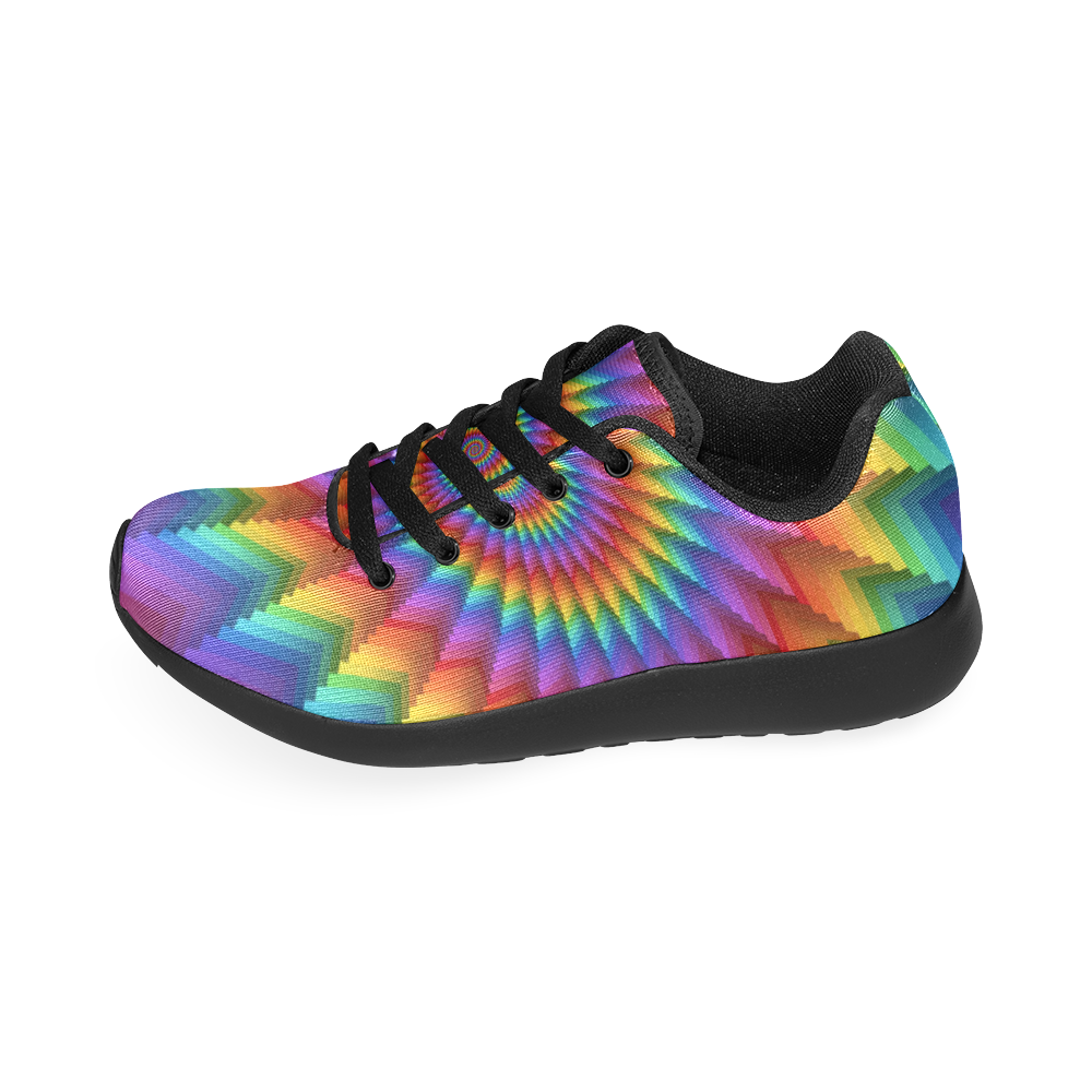 Psychedelic Rainbow Spiral Men's Running Shoes/Large Size (Model 020)