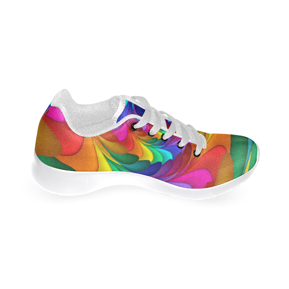 Psychedelic Rainbow Spiral Women's Running Shoes/Large Size (Model 020)