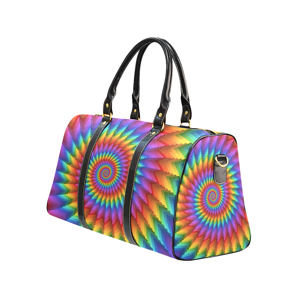 Psychedelic Rainbow Spiral New Waterproof Travel Bag/Large (Model 1639)