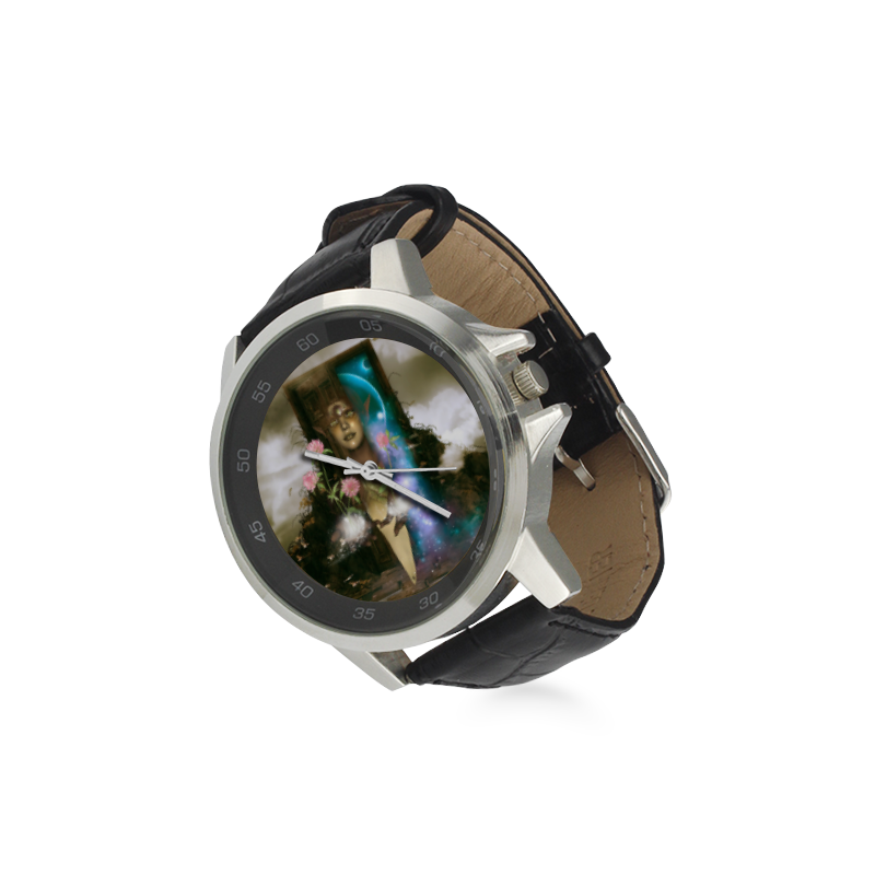 The women of earth Unisex Stainless Steel Leather Strap Watch(Model 202)