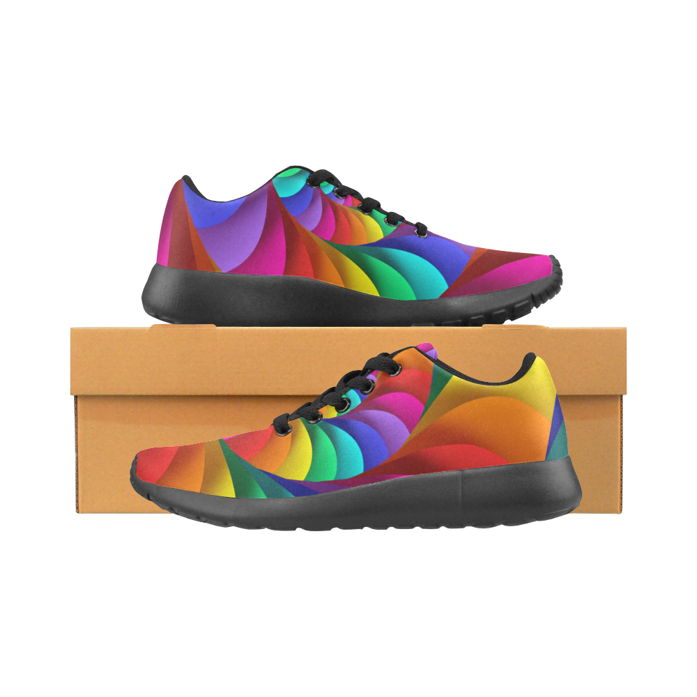 Psychedelic Rainbow Spiral Men's Running Shoes/Large Size (Model 020)