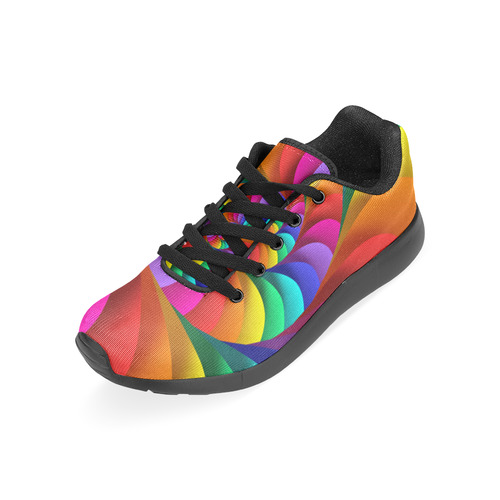 Psychedelic Rainbow Spiral Men's Running Shoes/Large Size (Model 020)