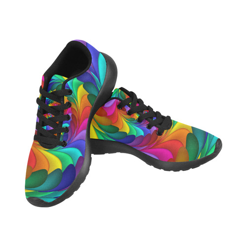 Psychedelic Rainbow Spiral Men's Running Shoes/Large Size (Model 020)