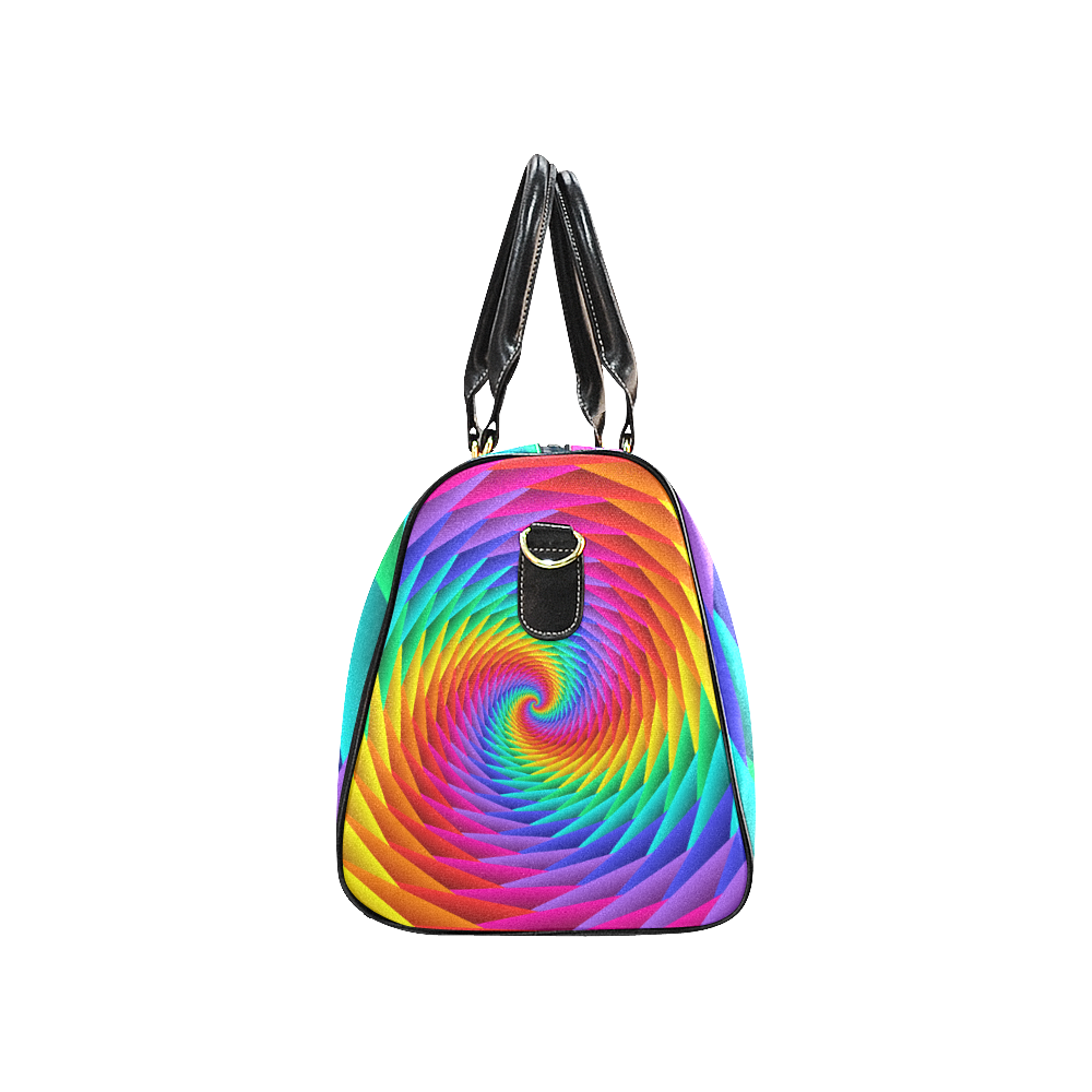 Psychedelic Rainbow Spiral New Waterproof Travel Bag/Large (Model 1639)