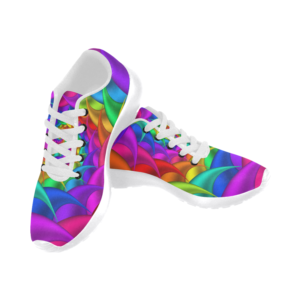 Psychedelic Rainbow Spiral Women's Running Shoes/Large Size (Model 020)