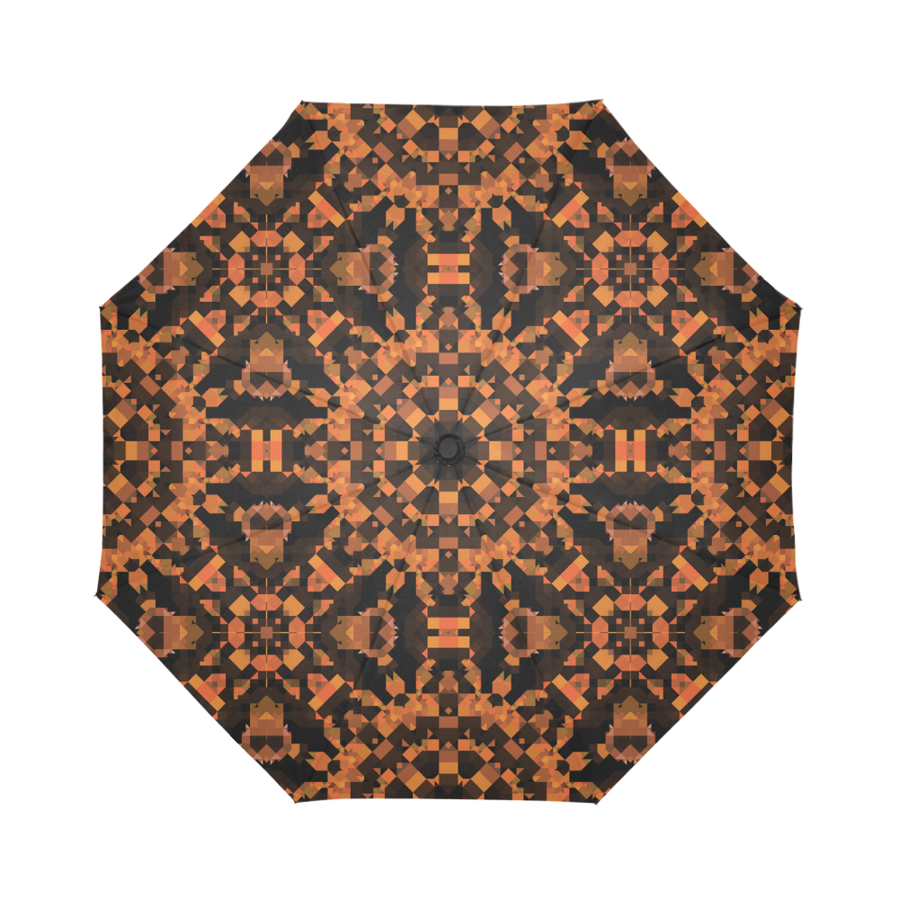 Black and Orange Pattern Auto-Foldable Umbrella (Model U04)