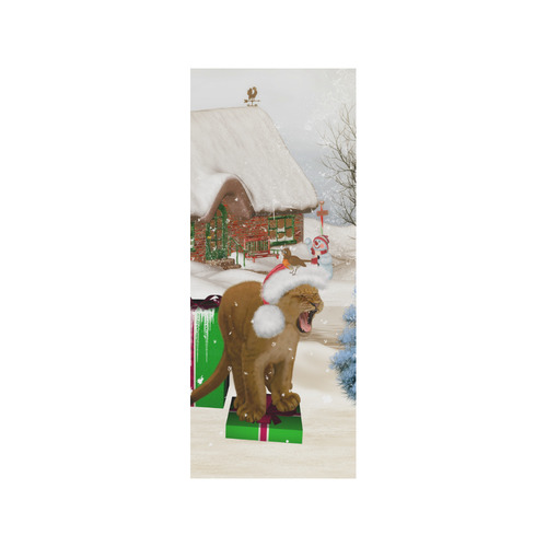 Christmas cute little lion with christmas hat Quarter Socks
