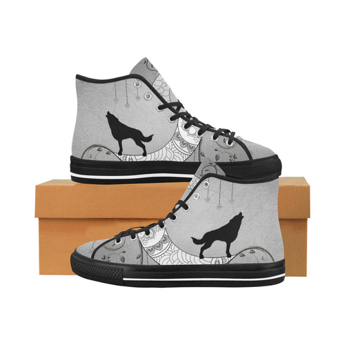 Mandala moon with wolf Vancouver H Men's Canvas Shoes (1013-1)