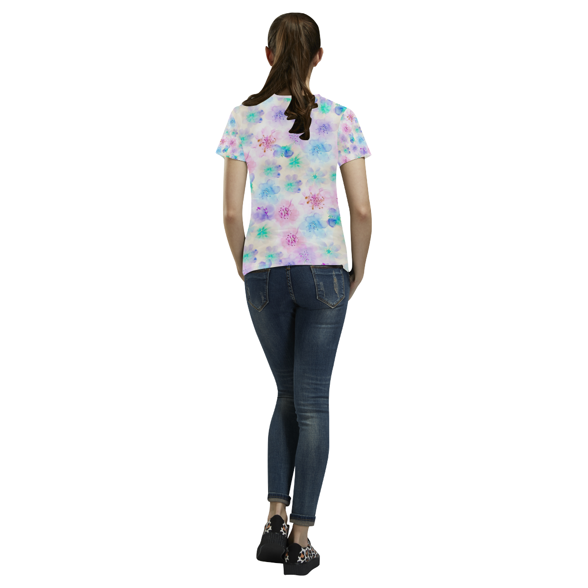 watercolor flowers All Over Print T-Shirt for Women (USA Size) (Model T40)