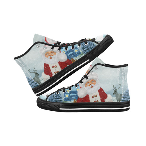 Christmas, Santa Claus with snowman Vancouver H Men's Canvas Shoes (1013-1)