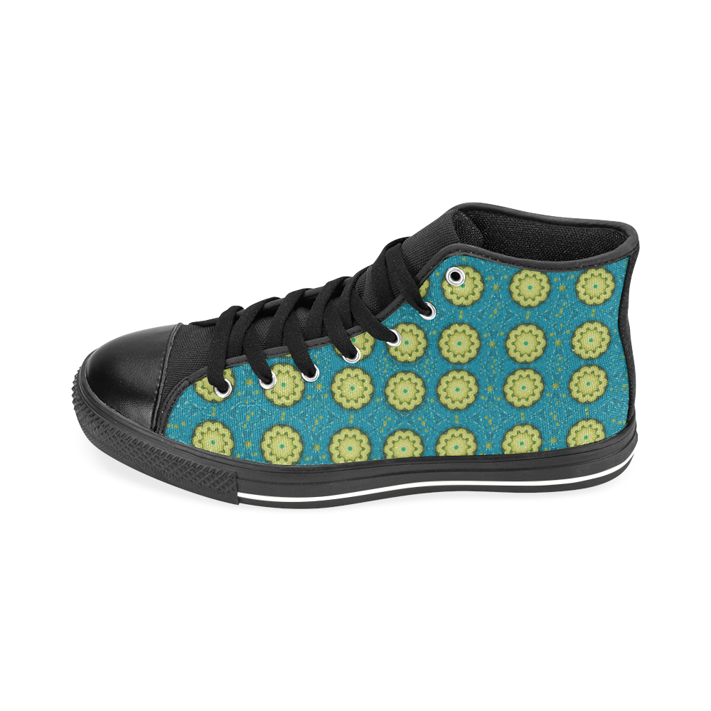 Sunshine mandalas on blue Men’s Classic High Top Canvas Shoes /Large Size (Model 017)