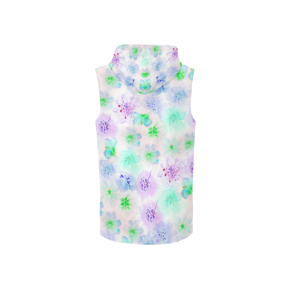 watercolor flowers 3 All Over Print Sleeveless Zip Up Hoodie for Women (Model H16)
