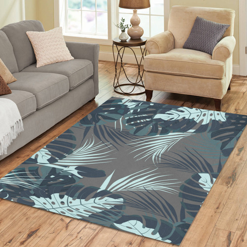 Tropical Monstera Leaves Jungle Pattern Area Rug7'x5'