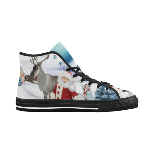 Christmas, Santa Claus with reindeer Vancouver H Men's Canvas Shoes (1013-1)