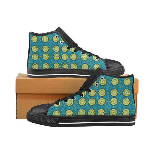 Sunshine mandalas on blue Men’s Classic High Top Canvas Shoes /Large Size (Model 017)