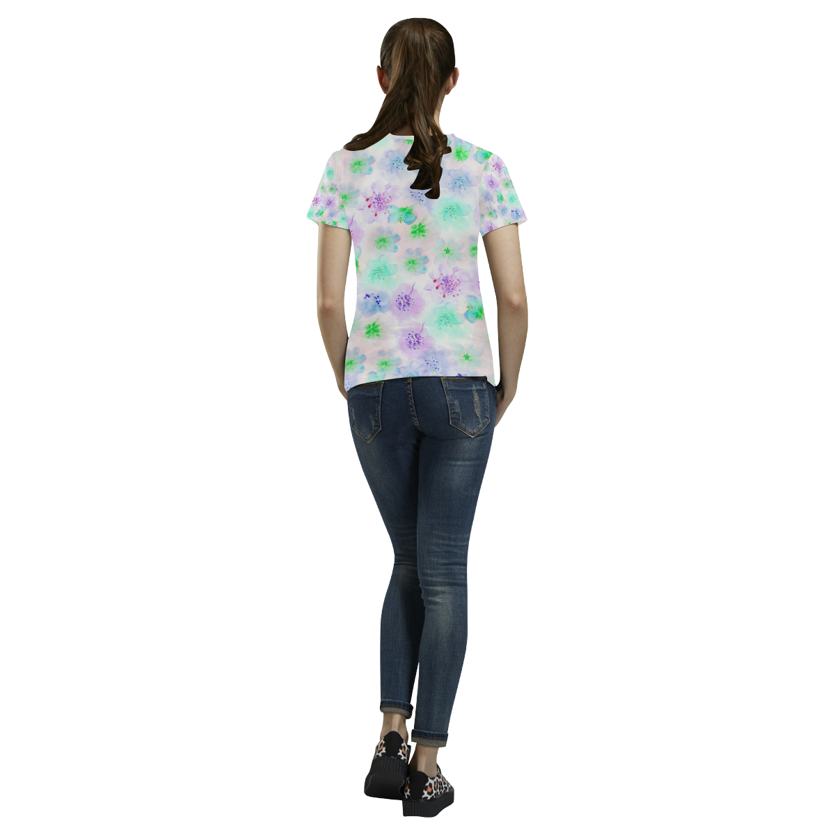 watercolor flowers 3 All Over Print T-Shirt for Women (USA Size) (Model T40)