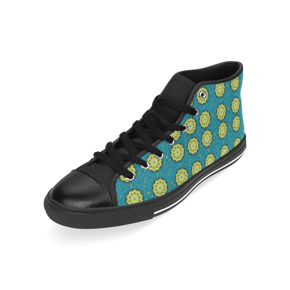 Sunshine mandalas on blue Men’s Classic High Top Canvas Shoes /Large Size (Model 017)