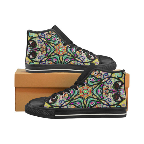 SAcred Geometry "Aquarious" shoes by MAR from Thleudron High Top Canvas Women's Shoes/Large Size (Model 017)