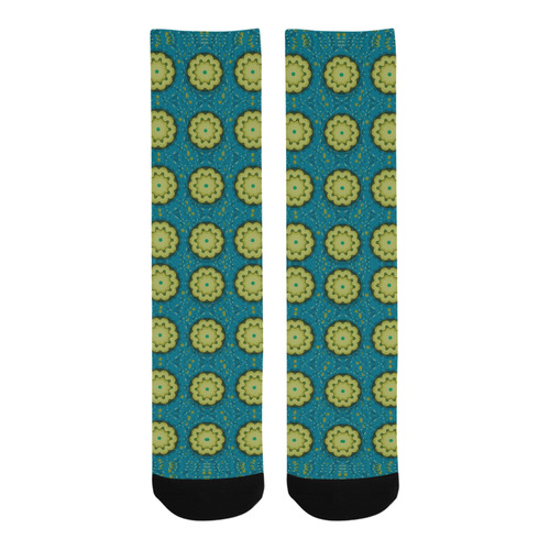 Sunshine mandalas on blue Trouser Socks