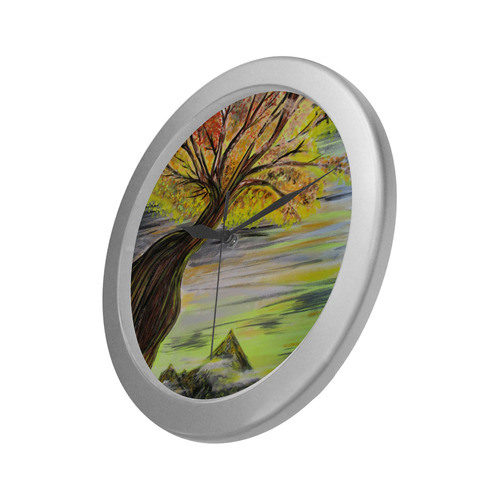 Overlooking Tree Silver Color Wall Clock