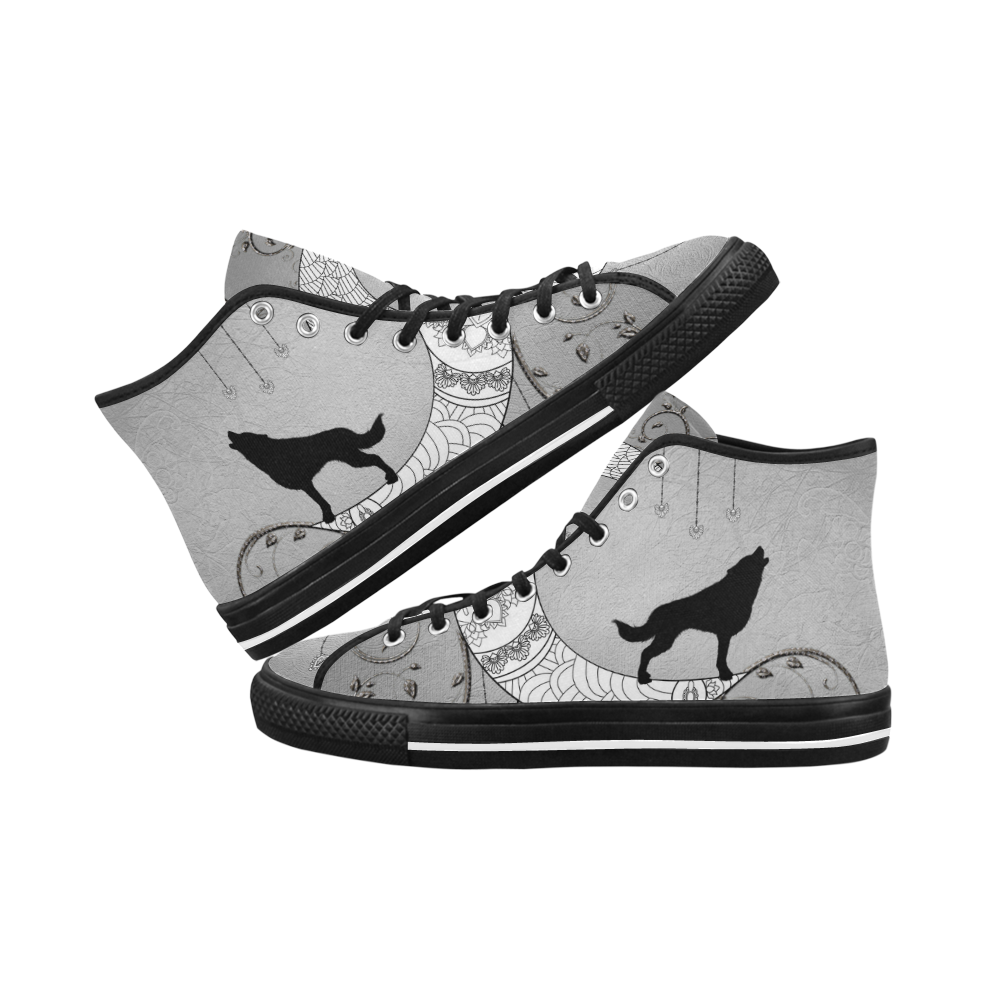 Mandala moon with wolf Vancouver H Men's Canvas Shoes (1013-1)