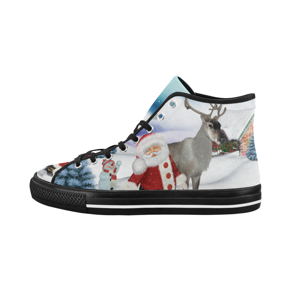 Christmas, Santa Claus with reindeer Vancouver H Men's Canvas Shoes (1013-1)