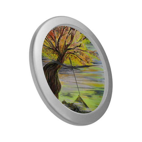 Overlooking Tree Silver Color Wall Clock