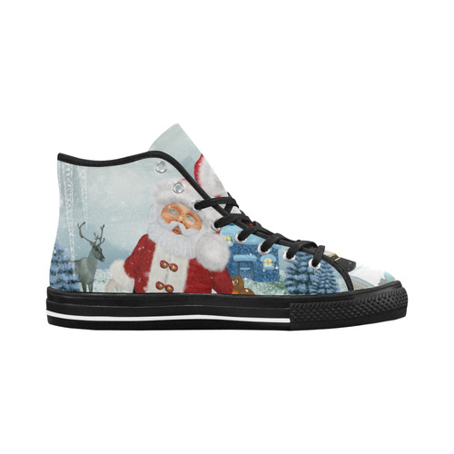 Christmas, Santa Claus with snowman Vancouver H Men's Canvas Shoes (1013-1)
