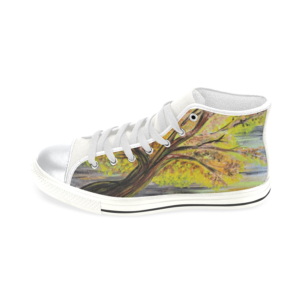 Overlooking Tree High Top Canvas Women's Shoes/Large Size (Model 017)