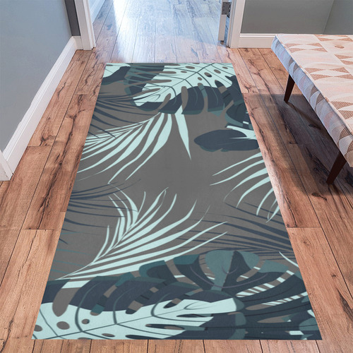 Tropical Monstera Leaves Jungle Pattern Area Rug 9'6''x3'3''