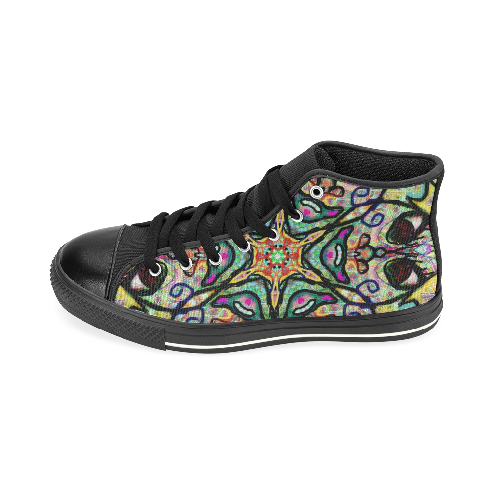 SAcred Geometry "Aquarious" shoes by MAR from Thleudron High Top Canvas Women's Shoes/Large Size (Model 017)