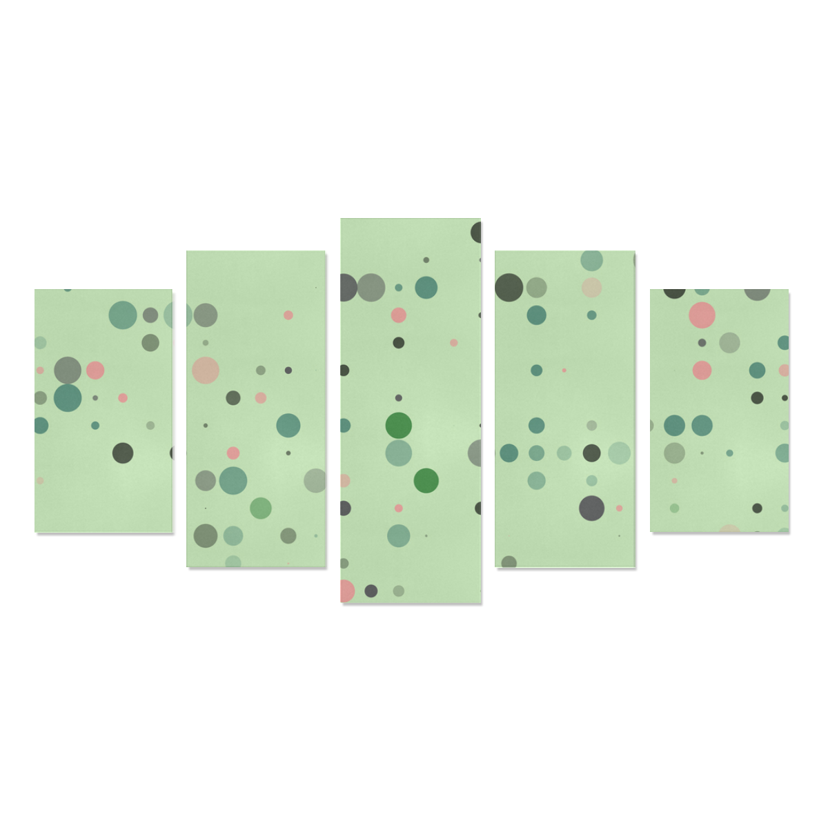 Vintage pink and green polka dots Canvas Print Sets A (No Frame)
