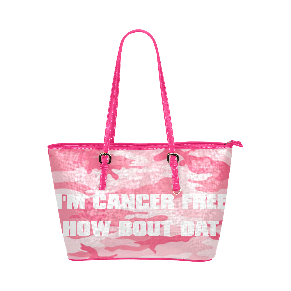 I'M CANCER FREE HOW BOUT DAT Leather Tote Bag/Small (Model 1651)