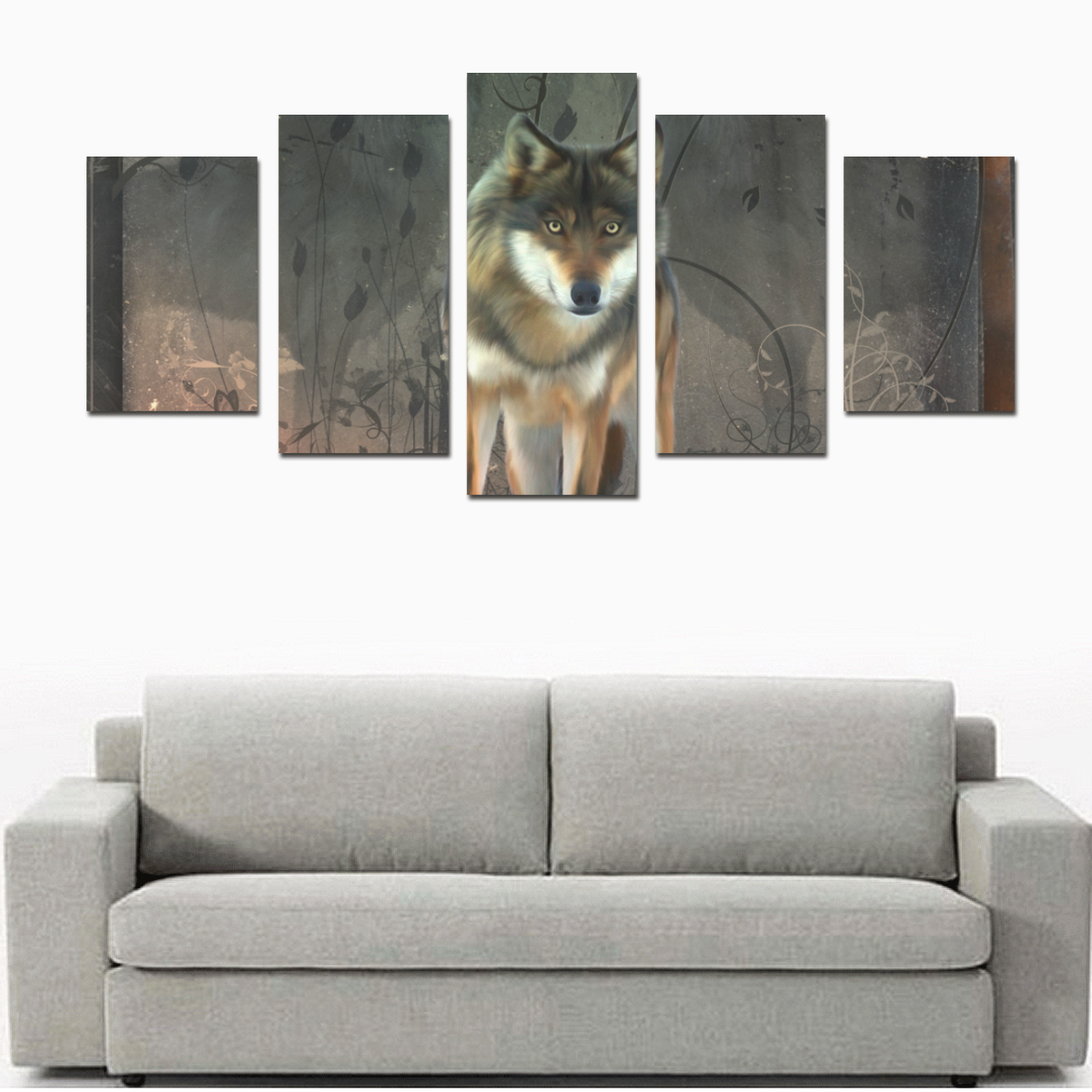Amazing wolf in the night Canvas Print Sets D (No Frame)